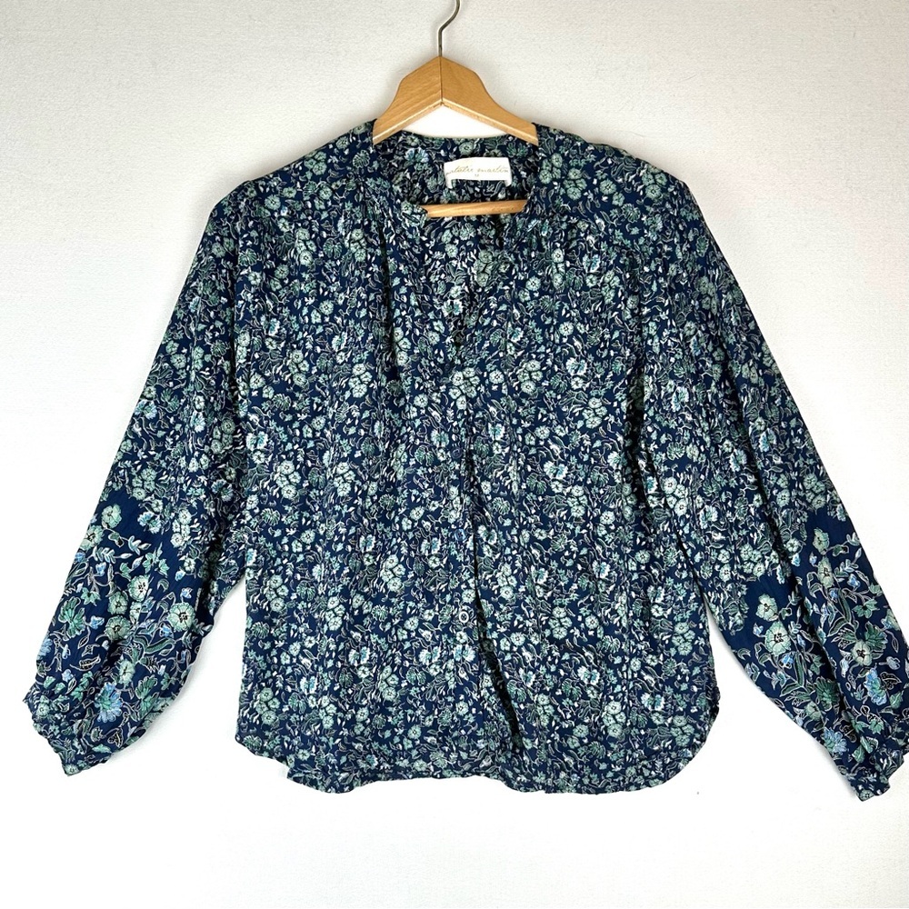 Natalie Martin Floral Button Peasant Tunic Top‎
